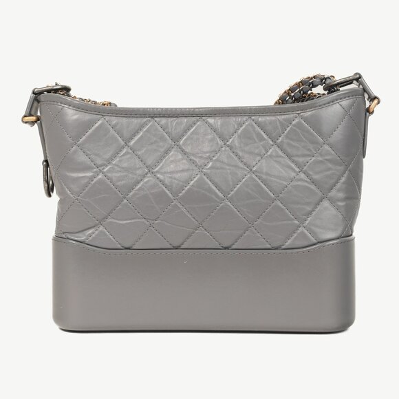 Chanel Gabrielle Quilted Hobo Aged Calfskin Grey Leather Crossbody Shoulder Bag - Picture 4 of 12